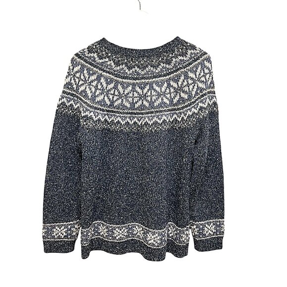 Vintage Maggie Blue White Norwegian Pattern Button Front Cardigan Size M - Picture 4 of 6